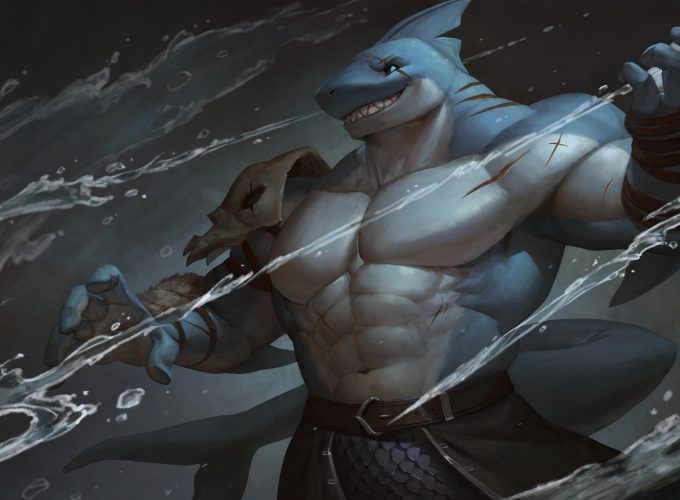 Wallpaper Shark, Trident, Warrior, 4K, Art 8785310458